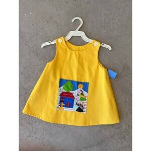 Vintage yellow salacuna arpillera baby dress size 6m